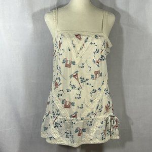Fossil White & Cream Eiffel Tower Print Sleeveless Cotton Tank Top Size …